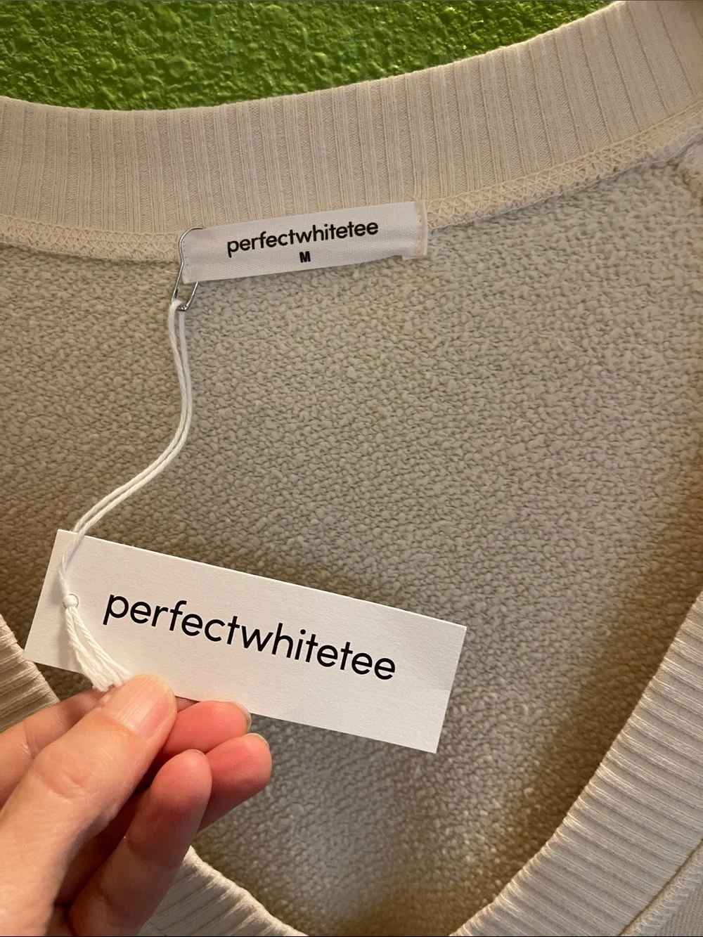Perfect white tee Cream V-Neck Lightweight Sweatshirt - Picture 2 of 2